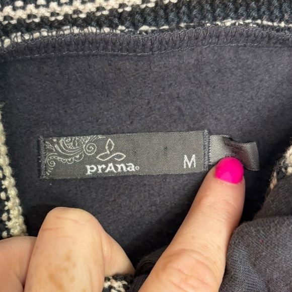 Prana Rowen Gray Woven Striped Button Front Fleece Longline Trench Jacket - Picture 3 of 9